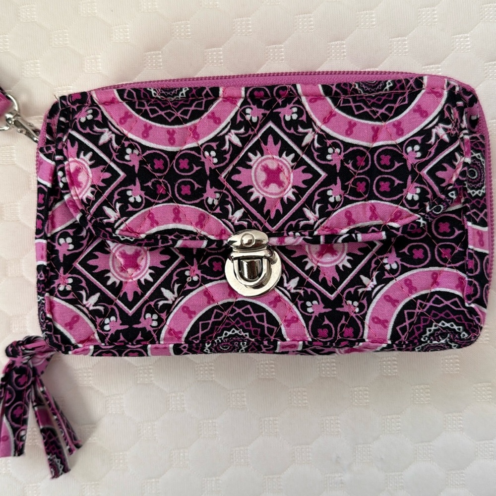 NEW Breast Cancer 2 Zipper- 21 Compartment Wristlet